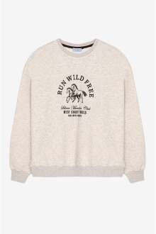 Quzu Baskı ve Nakış Detaylı Kadın Sweatshirt