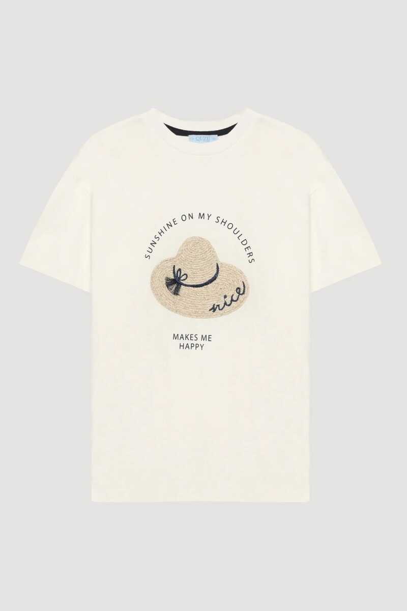 Quzu Baskı ve Nakış Detaylı Kadın T-shirt