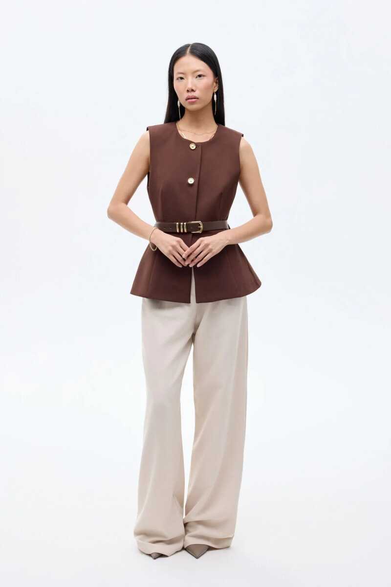 Quzu Bisiklet Yaka Kemerli Kadın Yelek