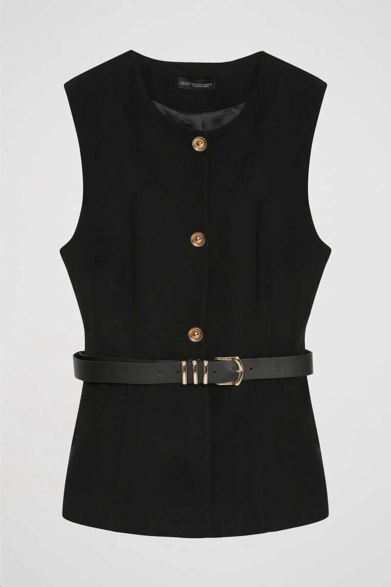 Quzu Bisiklet Yaka Kemerli Kadın Yelek - Quzu (1)