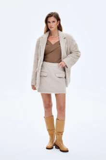 Quzu Cep Detaylı Mini Etek 