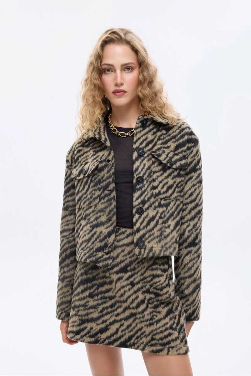 Quzu Desenli Kadın Crop Ceket - Quzu