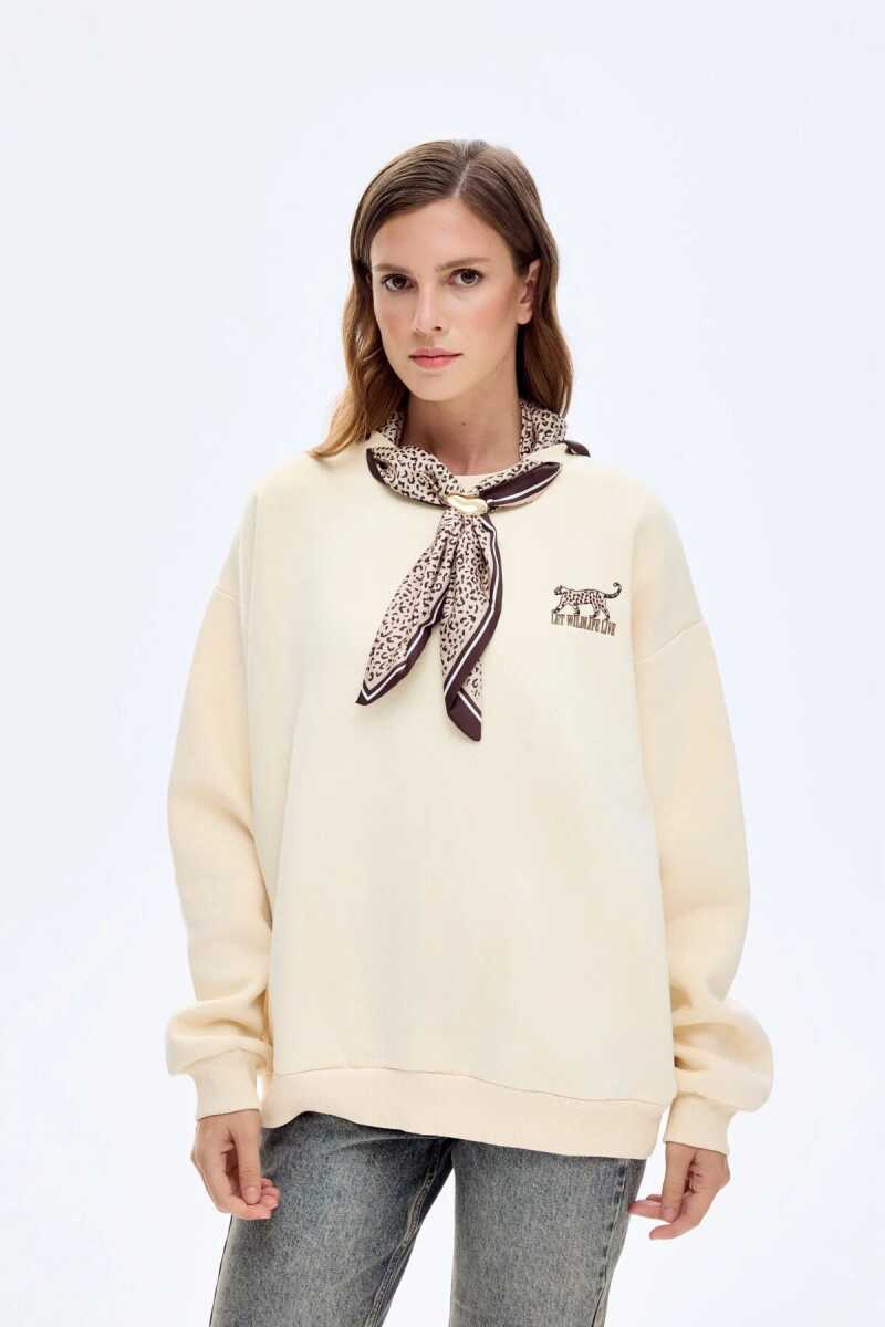Quzu Fular ve Nakış Detaylı Kadın Sweatshirt - 3