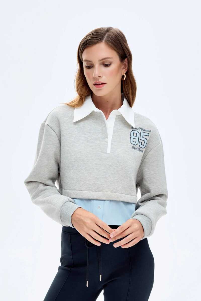 Quzu Gömlek ve Etiket Detaylı Kadın Sweatshirt - 1