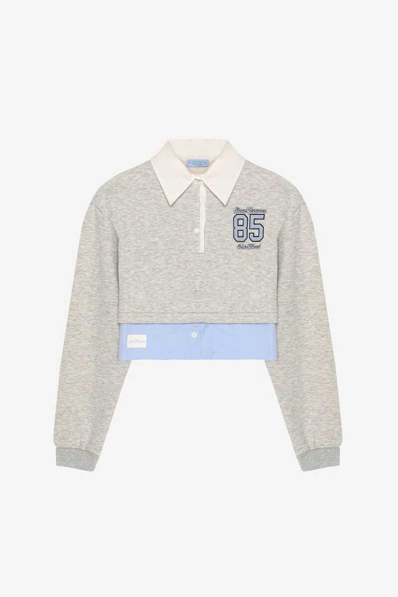 Quzu Gömlek ve Etiket Detaylı Kadın Sweatshirt - 2