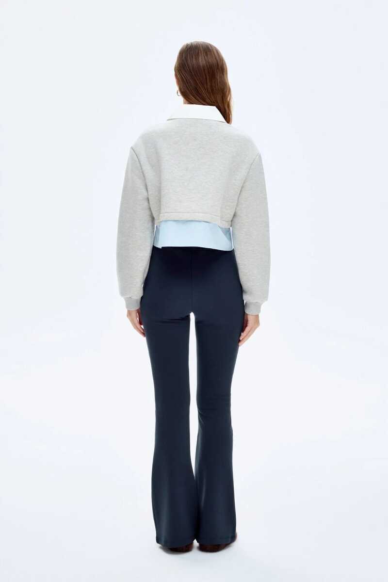 Quzu Gömlek ve Etiket Detaylı Kadın Sweatshirt - 5