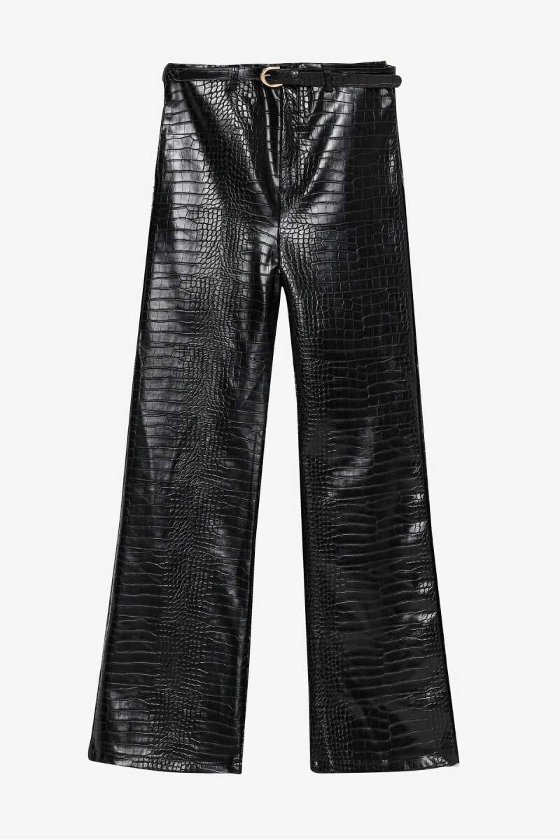 Quzu Kemer Detaylı Deri Pantolon - Quzu