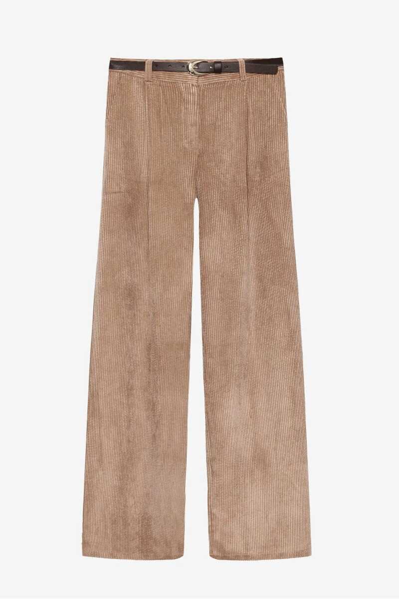 Quzu Kemerli Fitilli Kadın Pantolon - Quzu