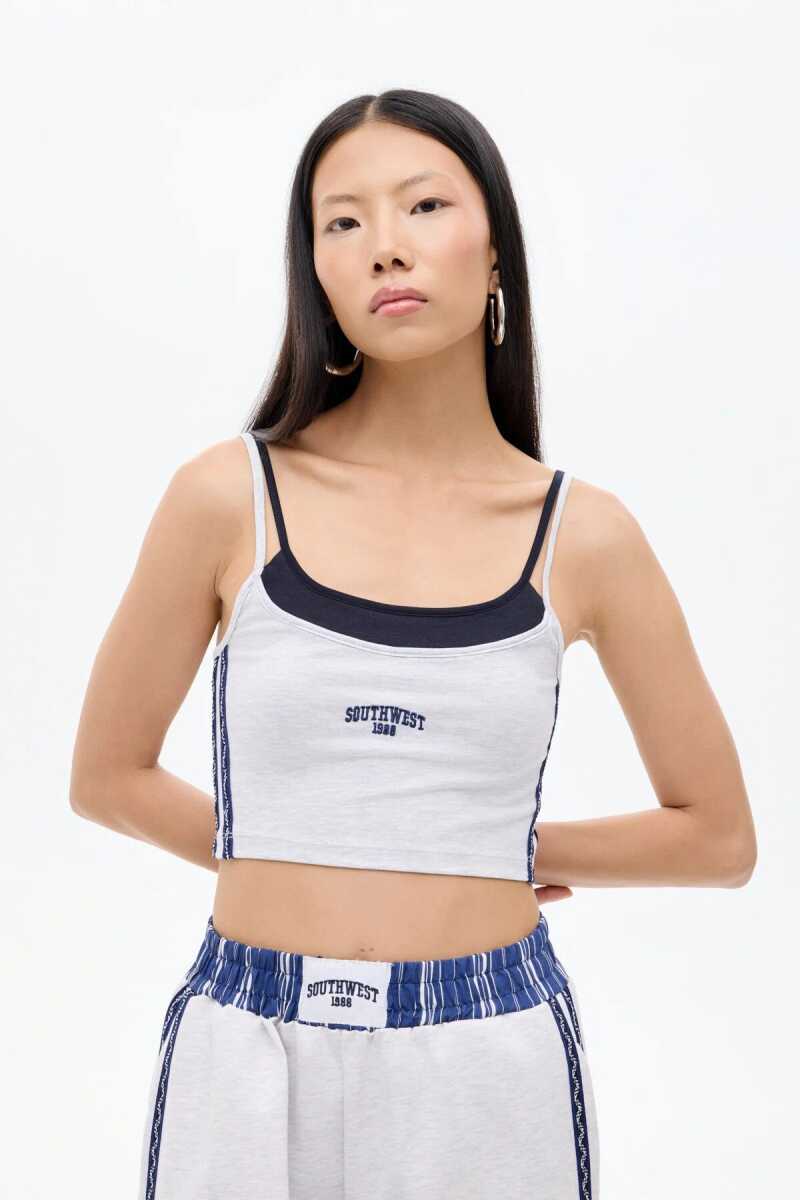 Quzu Kontrast Kumaş Kadın Atlet - Quzu