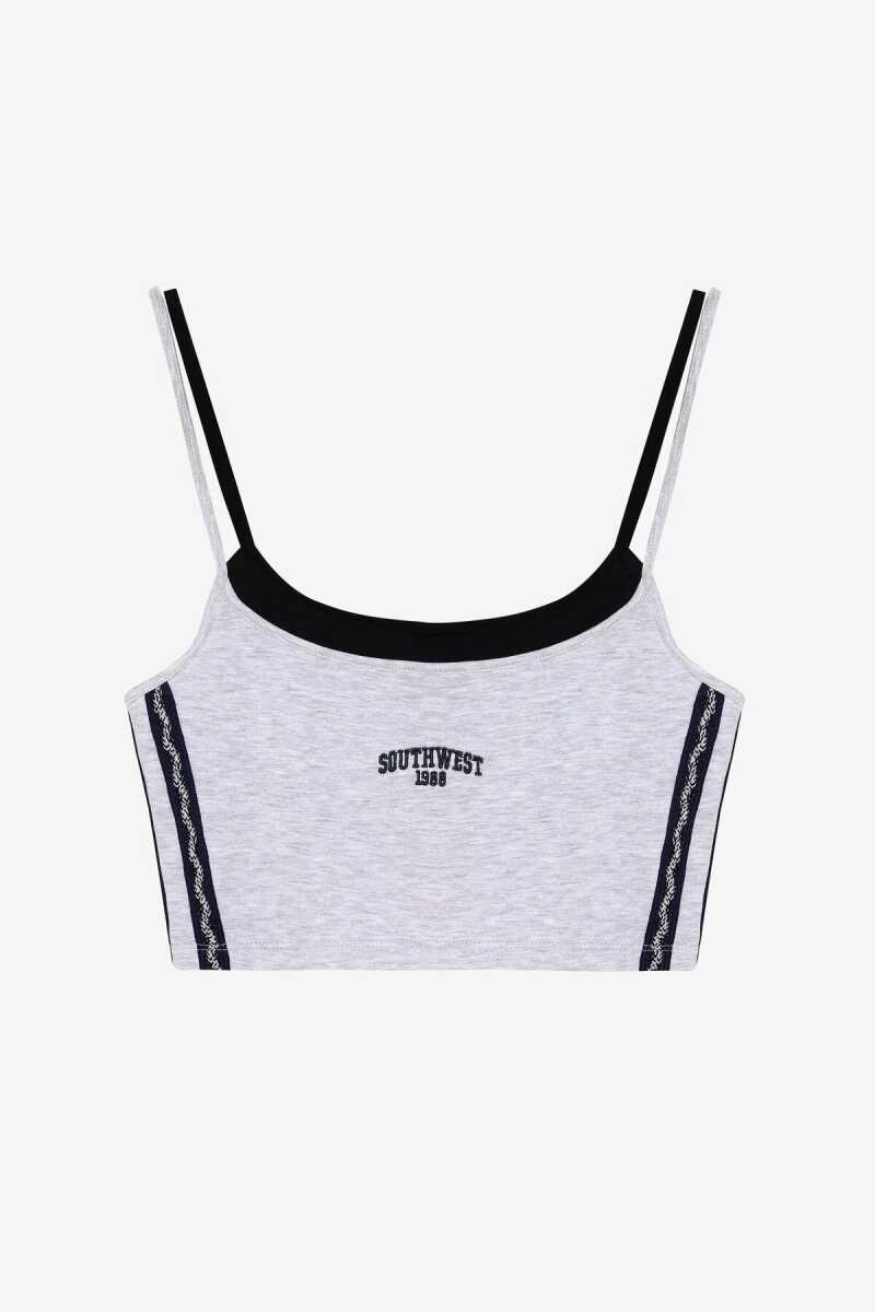 Quzu Kontrast Kumaş Kadın Atlet - Quzu (1)