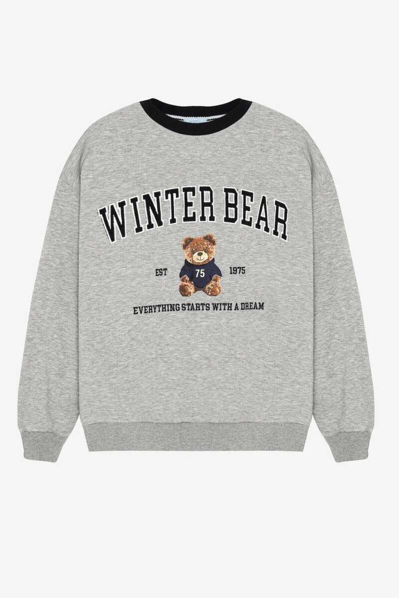 Quzu Kontrast Yakalı Kadın Sweatshirt - 1