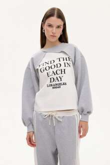 Quzu Matchli Baskılı Kadın Sweatshirt 26KSWT00857 