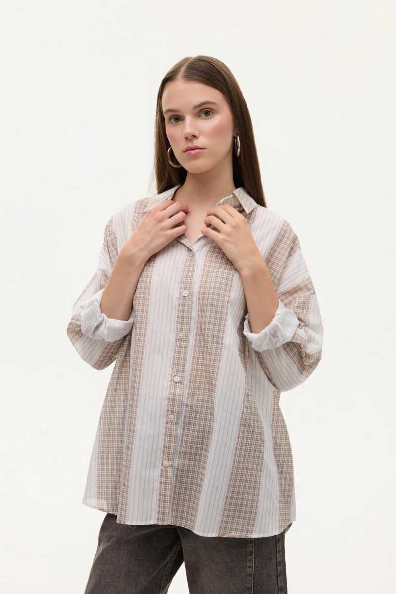 Quzu Matchli Oversize Kadın Gömlek 26KGML01003 - 1