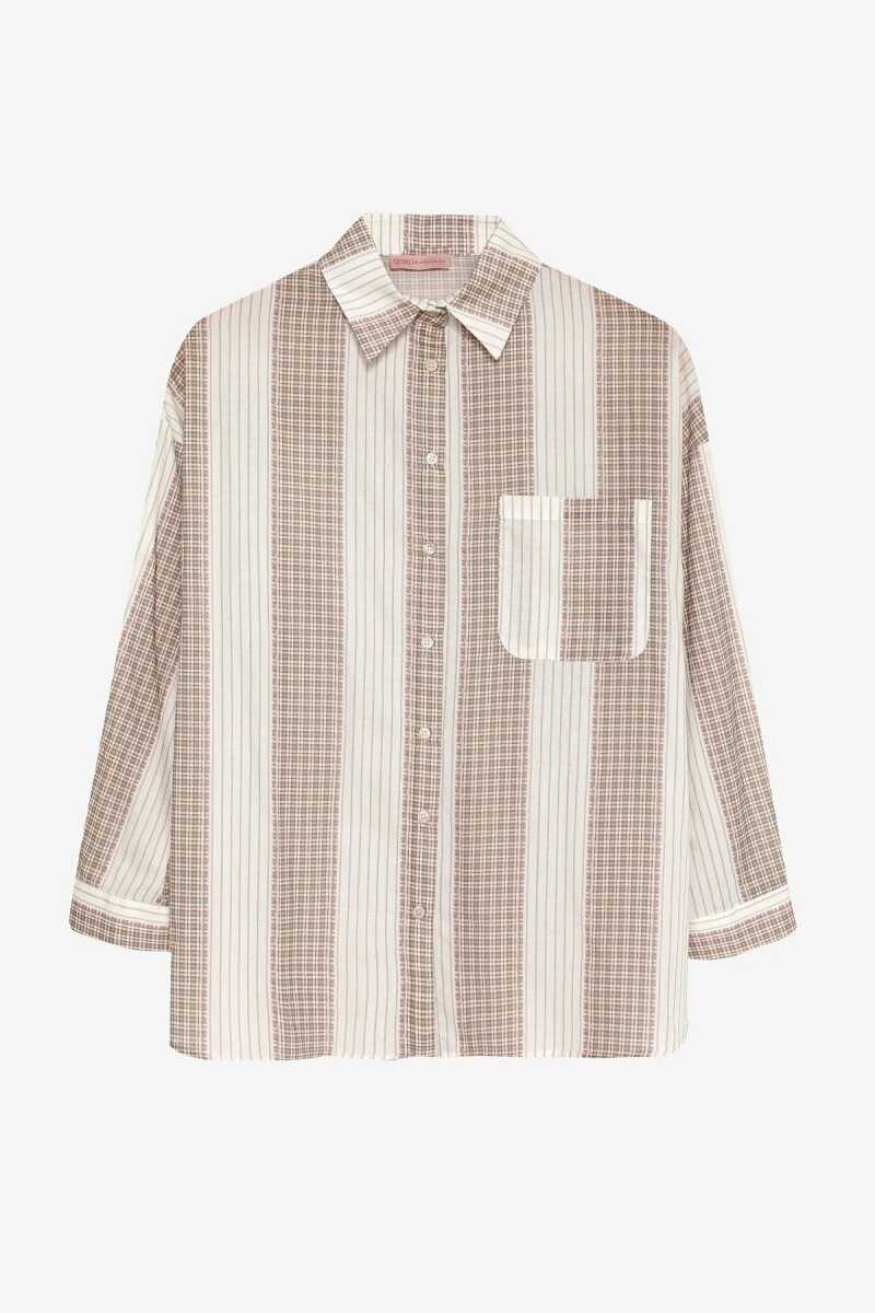 Quzu Matchli Oversize Kadın Gömlek 26KGML01003 - 2