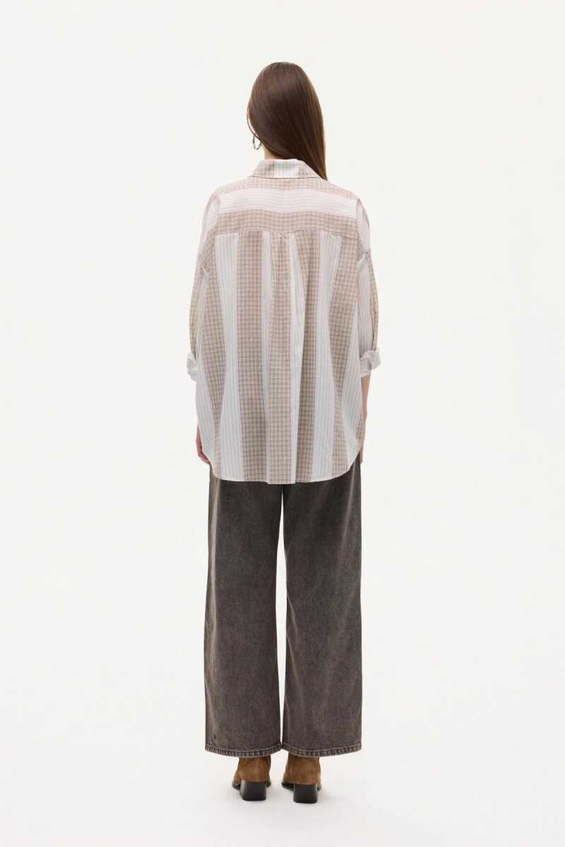 Quzu Matchli Oversize Kadın Gömlek 26KGML01003 - 5