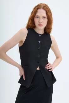 Quzu Önü Düğmeli Kadın Yelek 