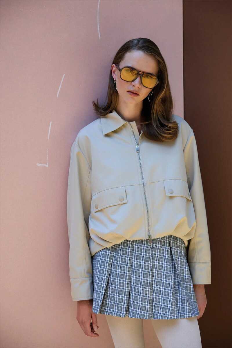 Quzu Tiktak Detaylı Kadın Bomber Ceket - Quzu