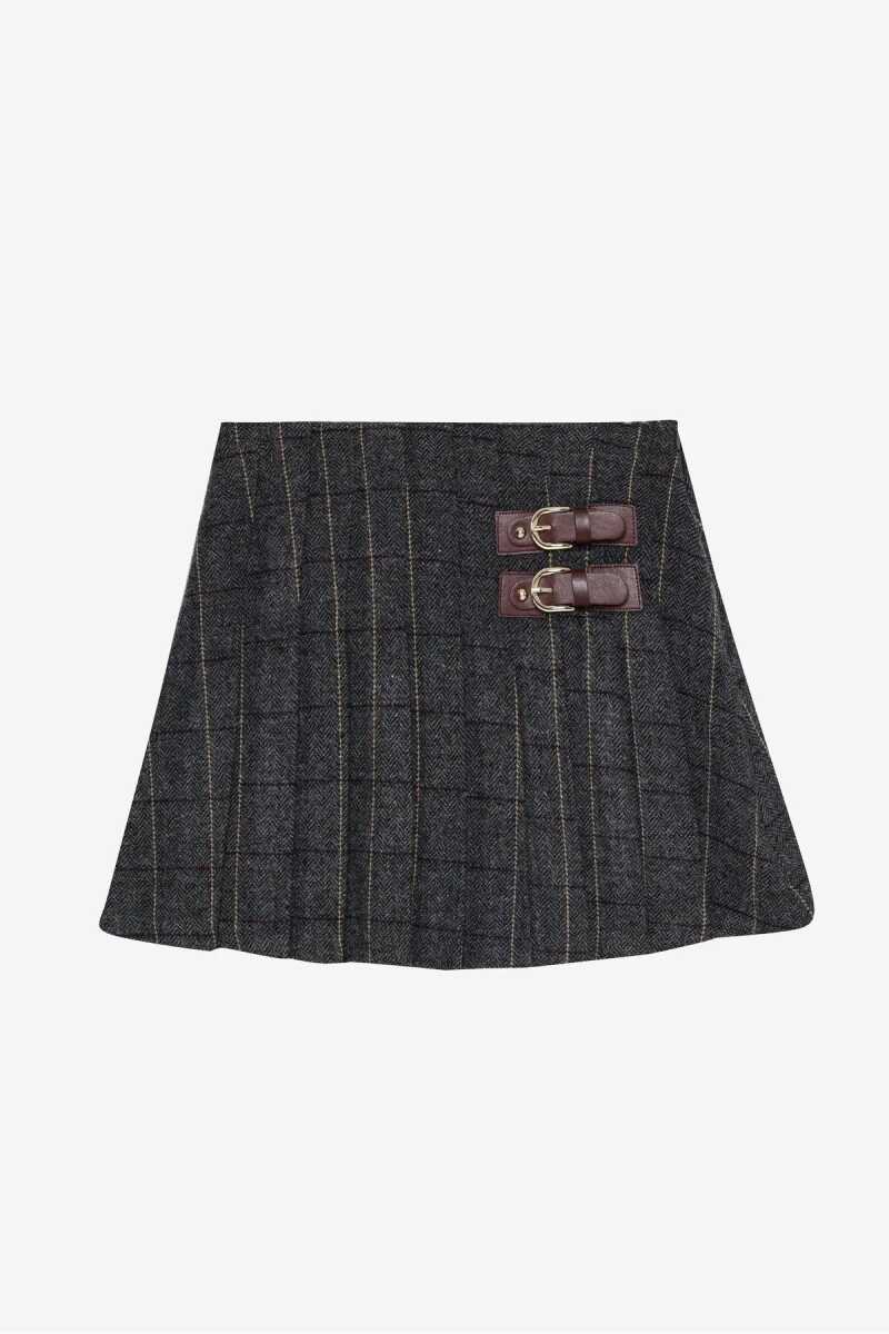 Quzu Toka Detaylı Pileli Etek - Quzu