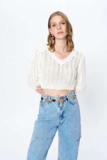 Quzu V Yaka Vatkalı Kadın Kazak 