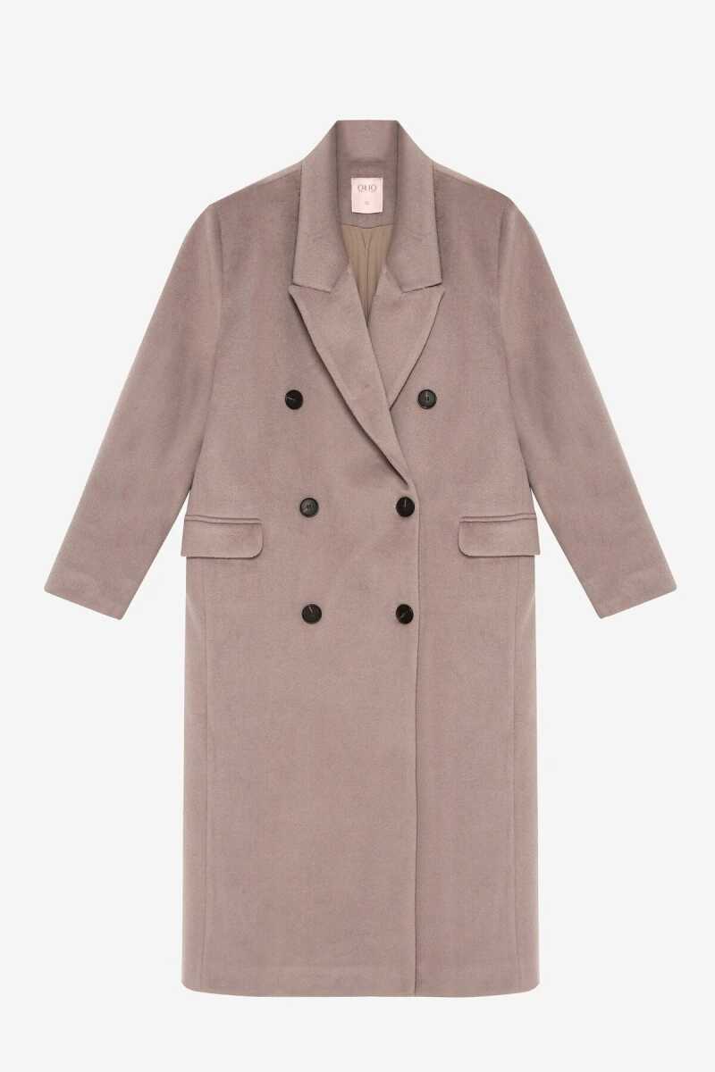 Quzu Vatkalı Arkası Yırtmaçlı Kadın Kaban - Quzu (1)