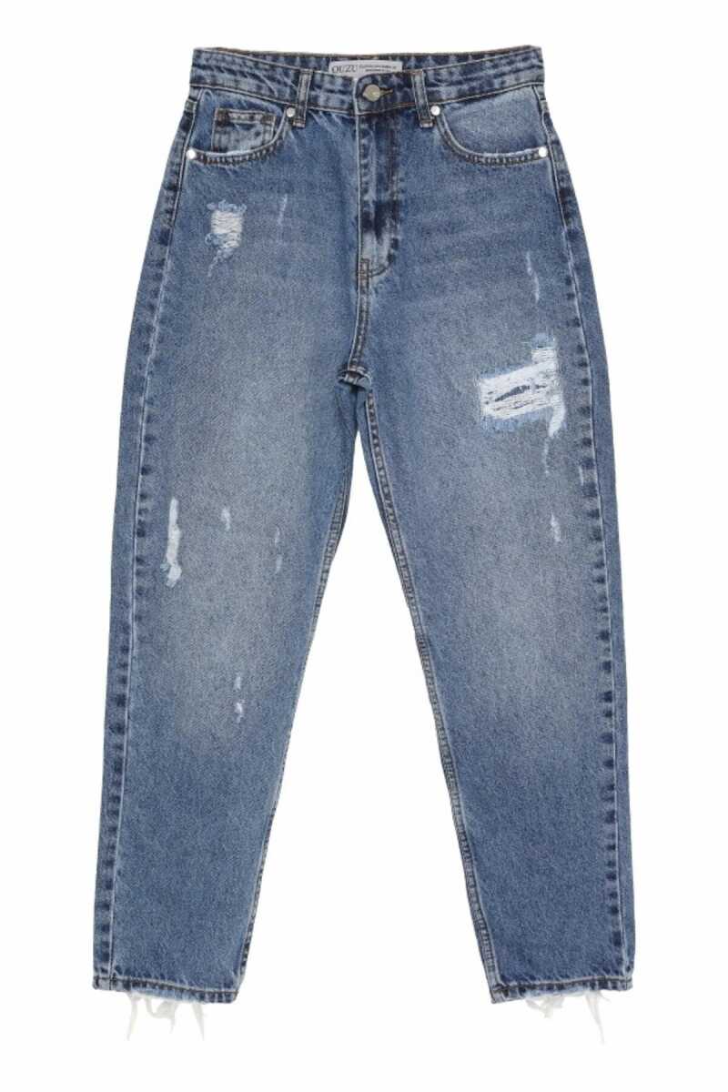 Quzu Yırtık Detaylı Kadın Denim Pantolon - Quzu (1)