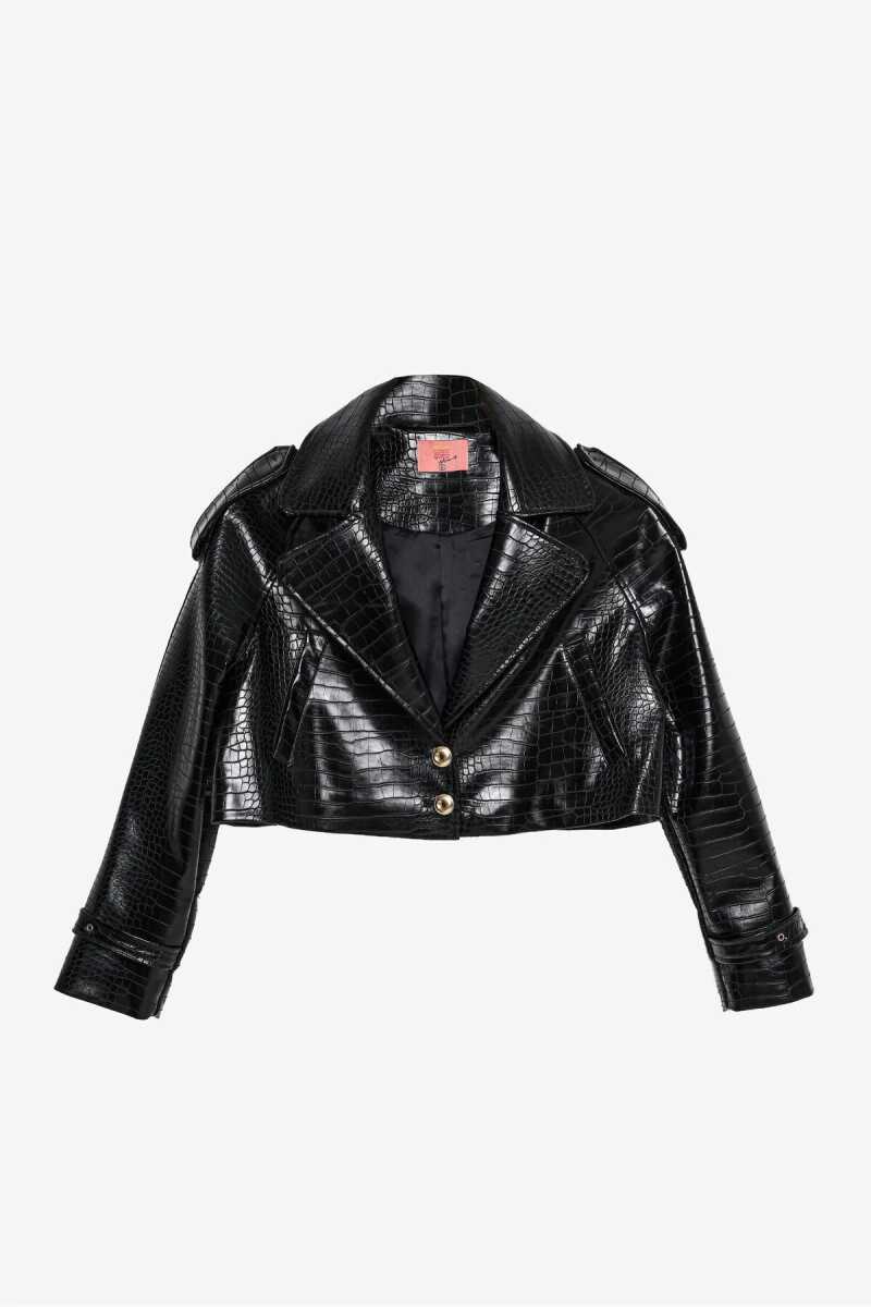 Setu Oversize Crop Deri Kadın Ceket - Quzu (1)