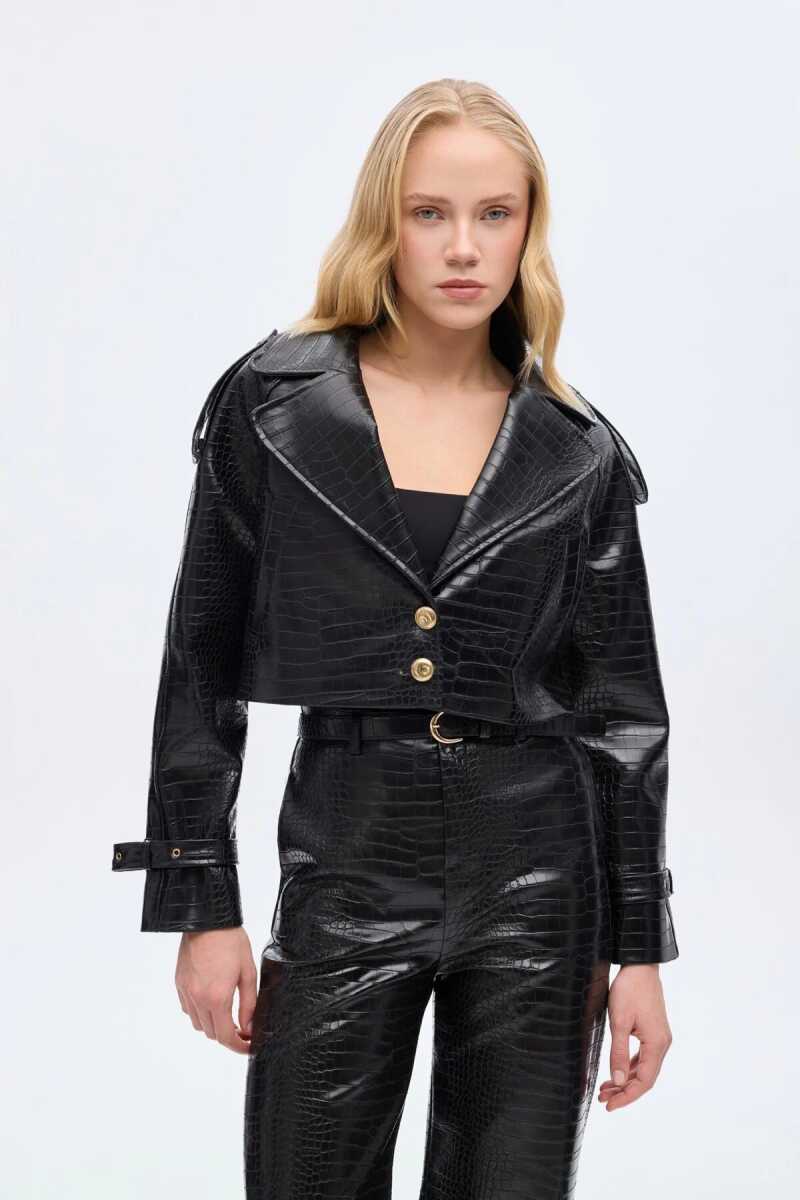 Setu Oversize Crop Deri Kadın Ceket - 1