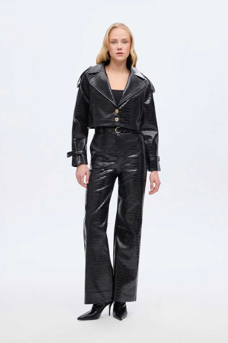 Setu Oversize Crop Deri Kadın Ceket - 4