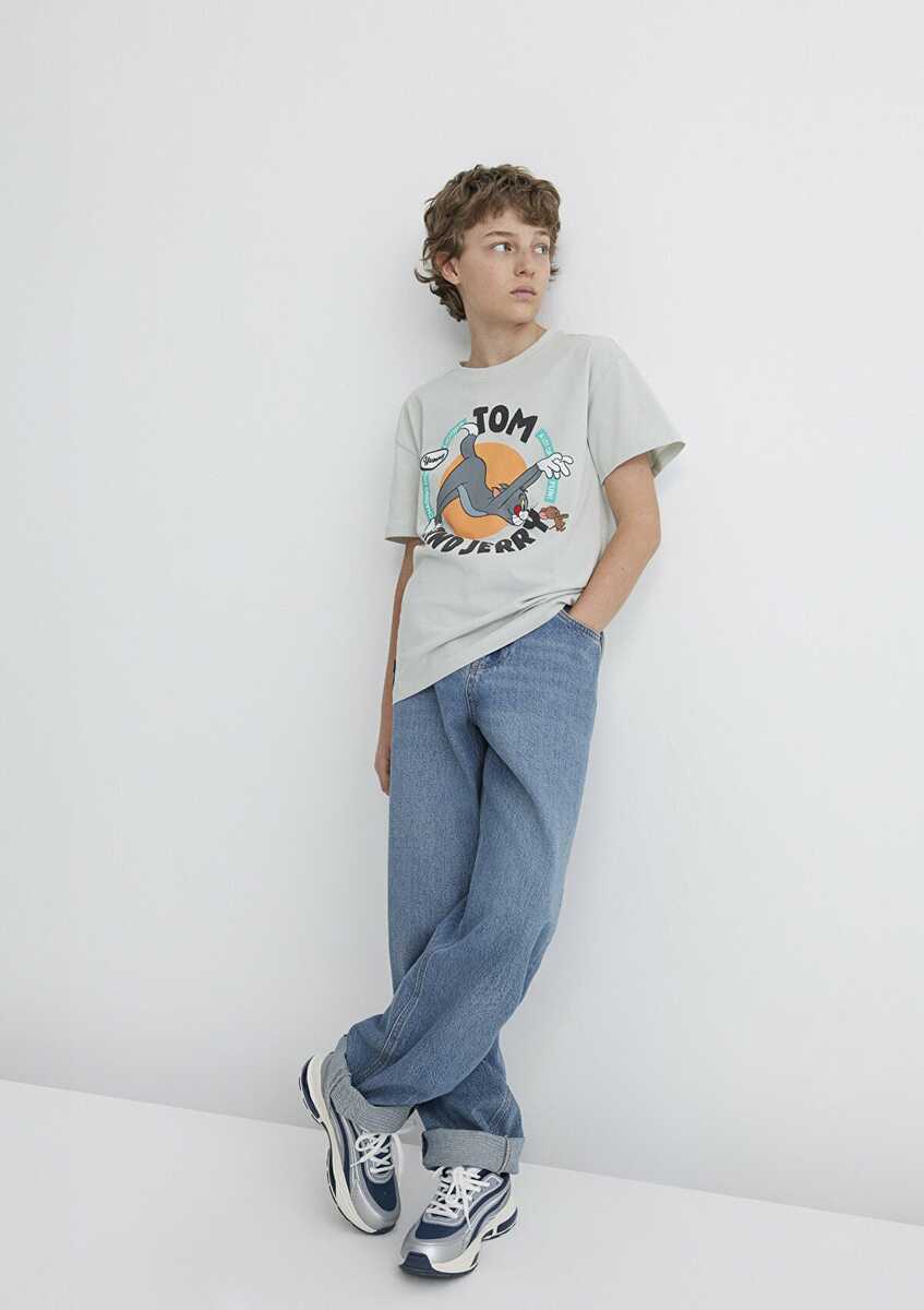 Mavi Tom & Jerry Baskılı Sis Gri Çocuk Tişört 6610291-80618 - Mavi (1)